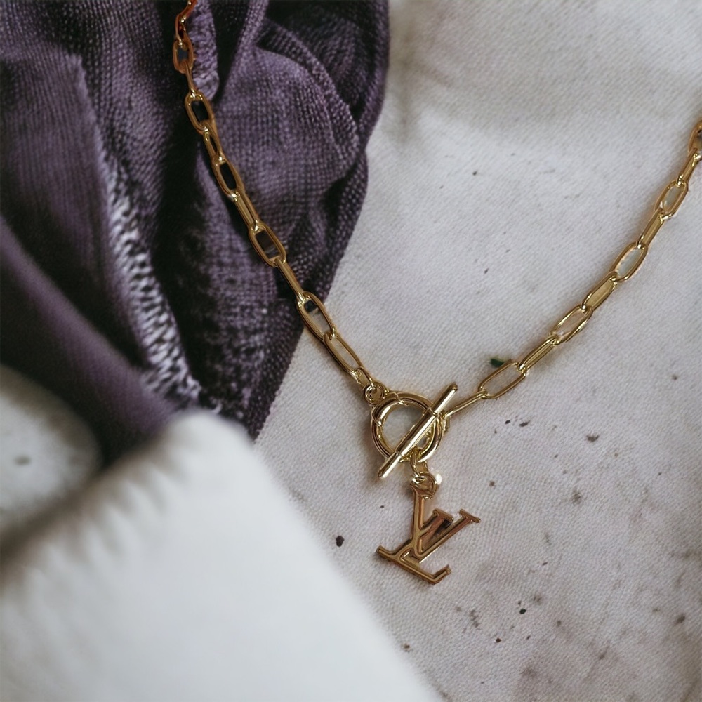 Stamped Louis Vuitton Authentic Upcycled LV charm necklace